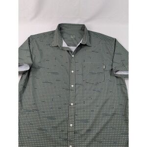 Greater Half Button Up Green Grid Camo Short Sleeve Shirt Sz. XXL‎